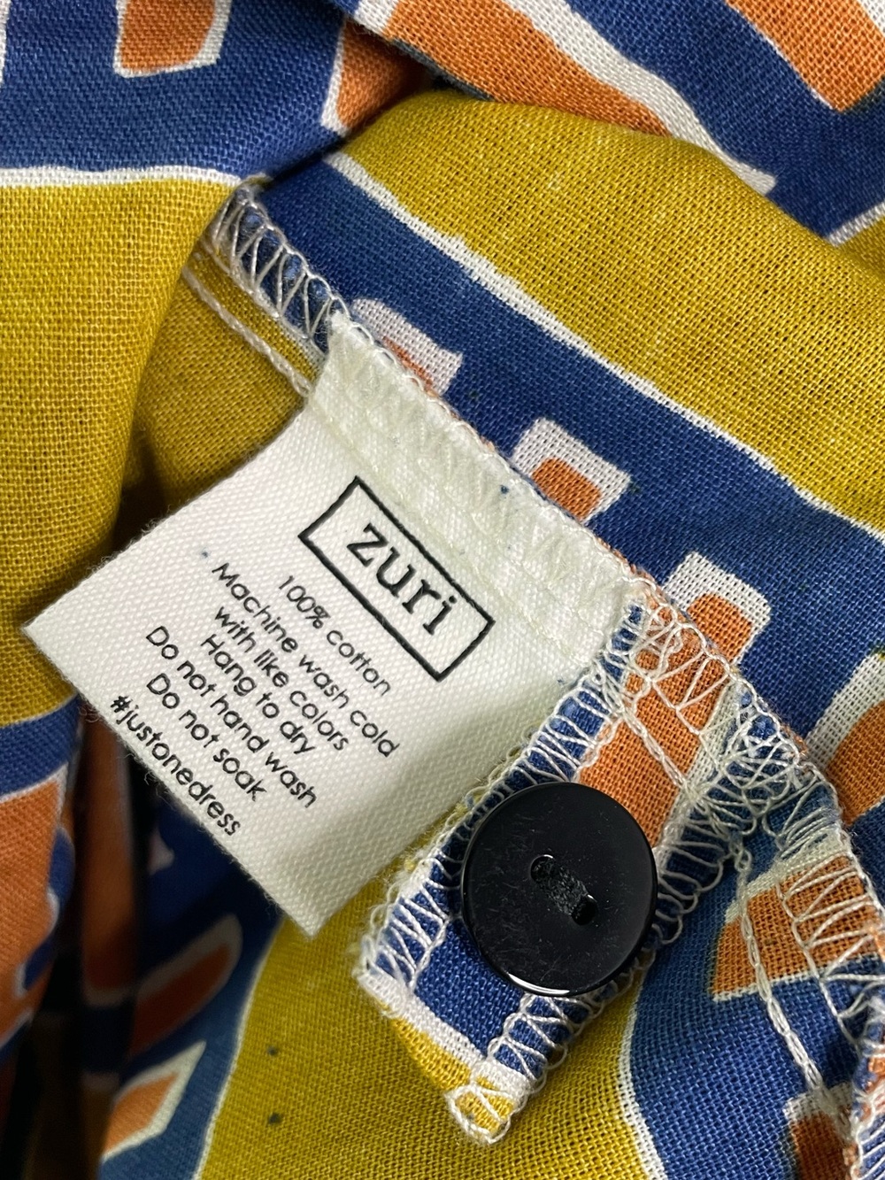 Zuri Kenya Zip Zap Zop Tank Top Yellow Orange Blue XL Cotton Button Reversible - Picture 8 of 11